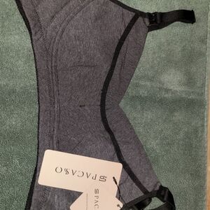 SPACASSO Nursing Gray Bra with Black Trim